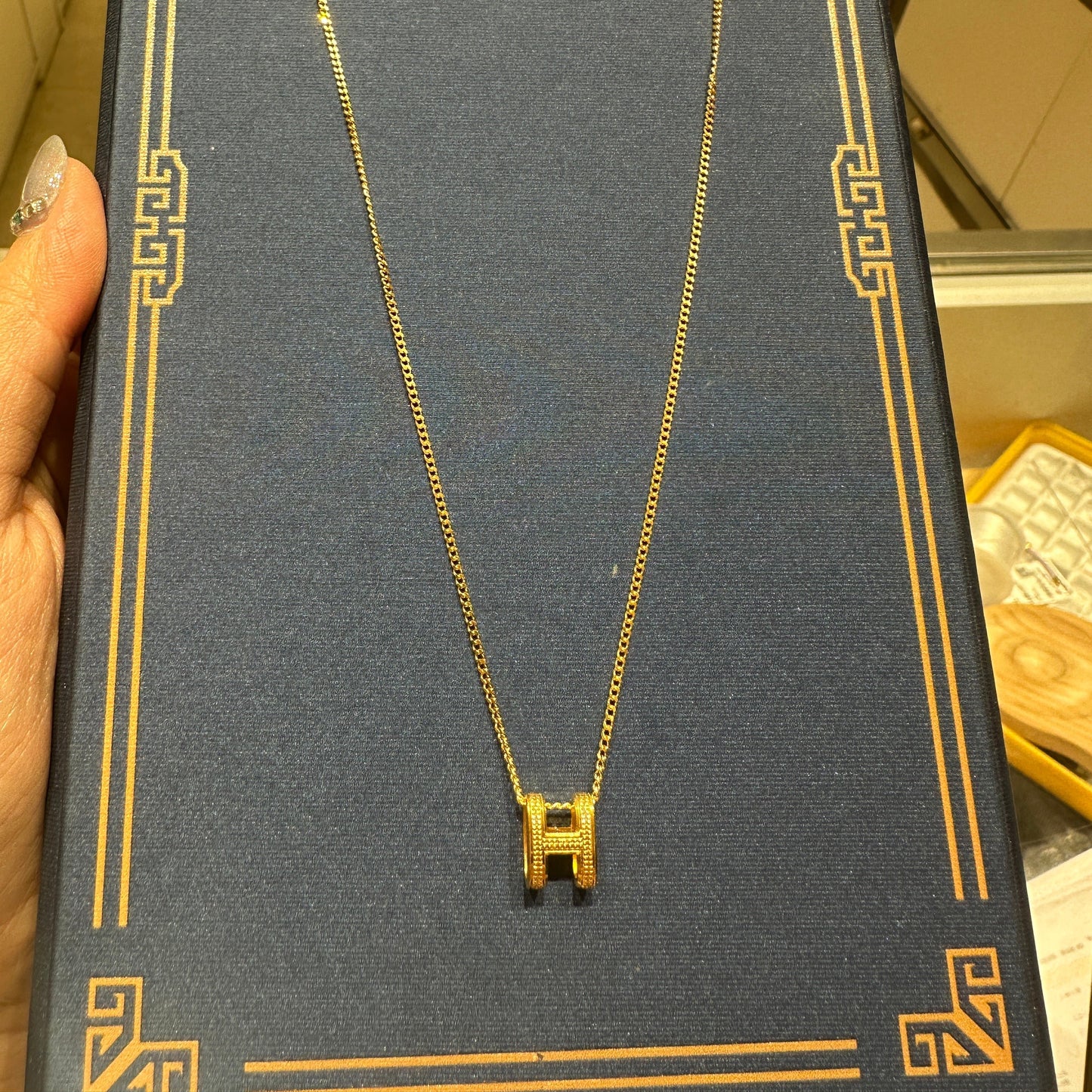 24K Gold H Necklace