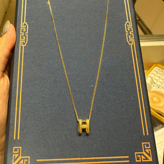 24K Gold H Necklace