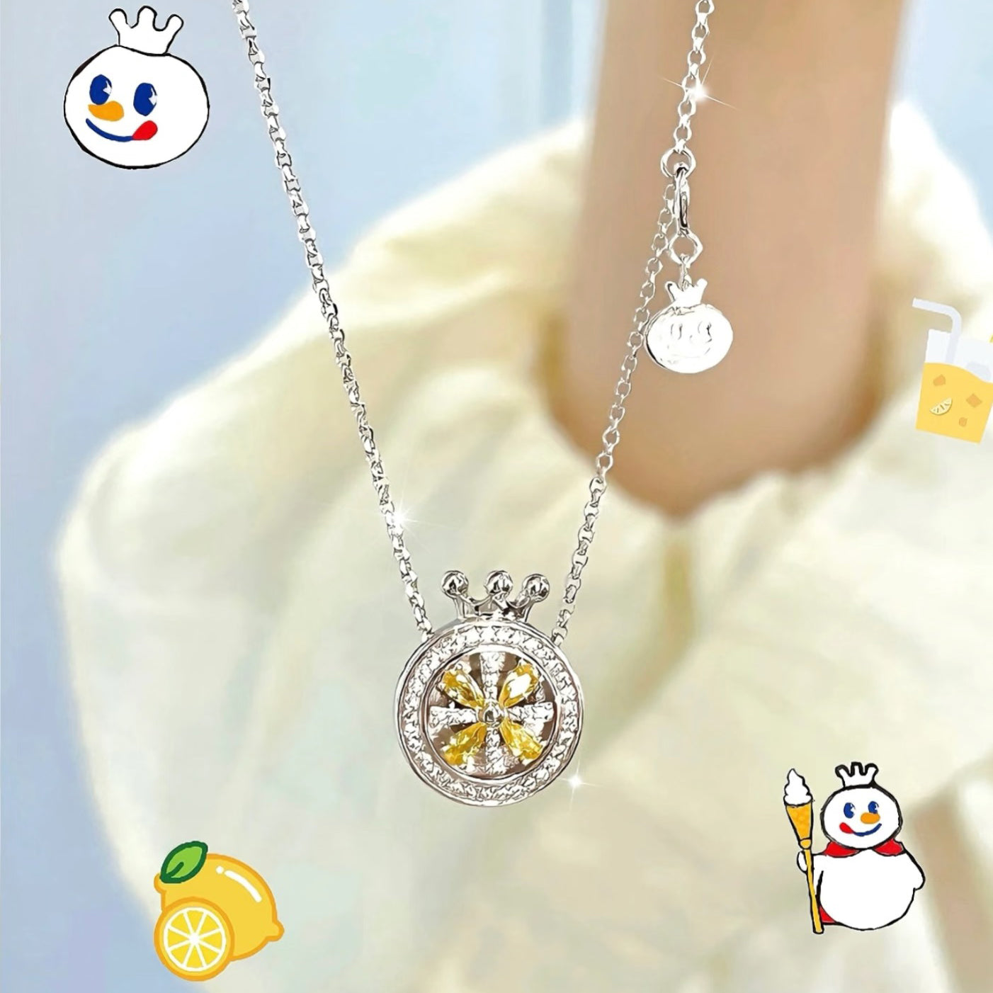 [Pre-sale] MIXUE Co-branded Series S925 Silver Snow King Lemon Slice Necklace