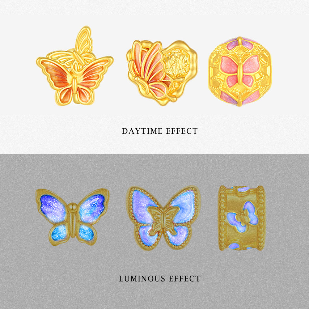 First · Cultural Blessing Series 24K Gold Enamel Butterfly Fluorescence Bracelet Charm