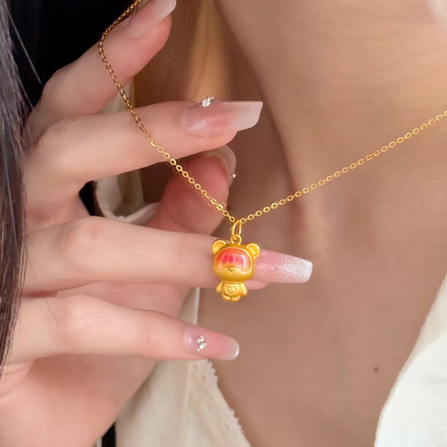 [Pre-sale] First Series 24K Gold Temperature-changing Enamel Love You Bear Pendant