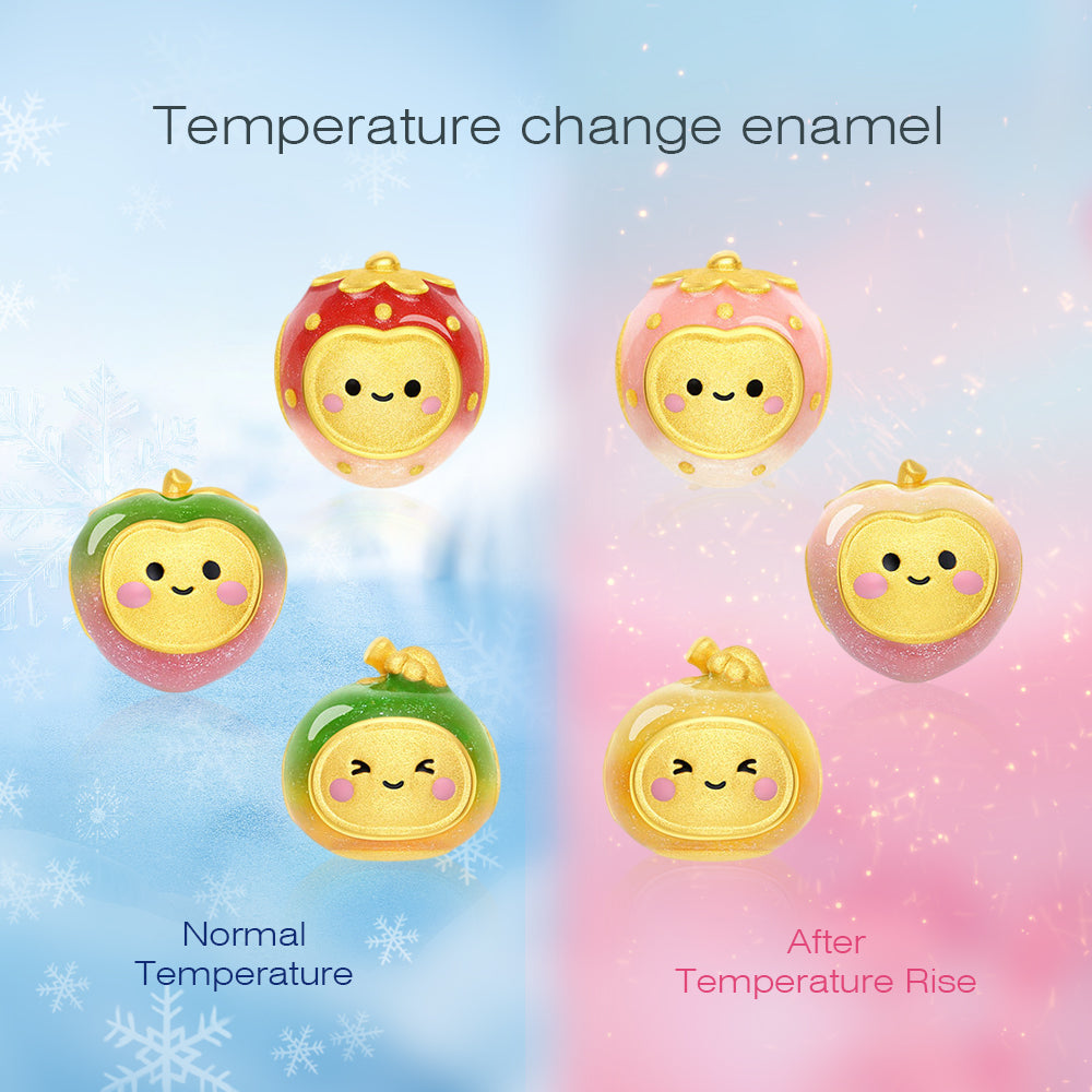 24K Gold Temperature Color Changing Enamel Fun Fruit Charm
