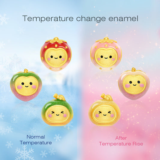 24K Gold Temperature Color Changing Enamel Fun Fruit Charm