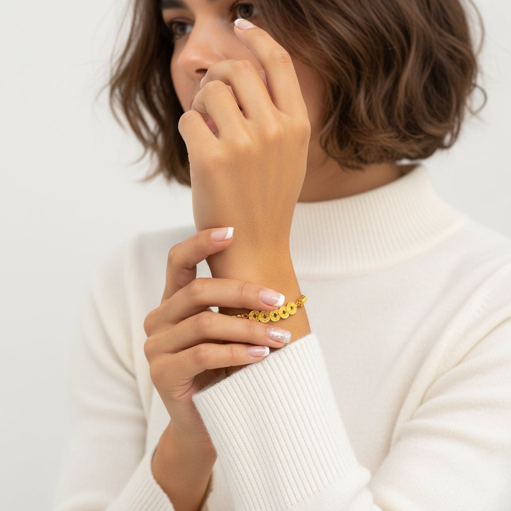 S925 Silver Five Emperors Coins Blessing Jewelry Set - Necklace & Bracelet