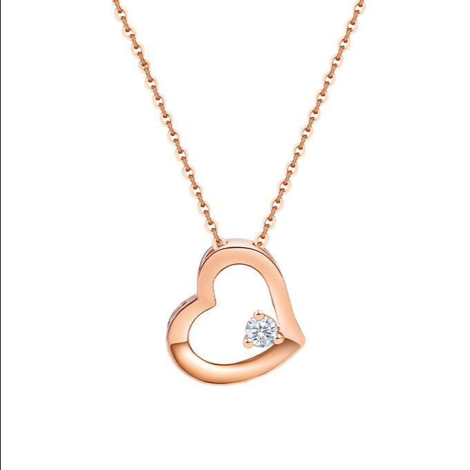 18K Gold Diamond Heart Necklace Pendant