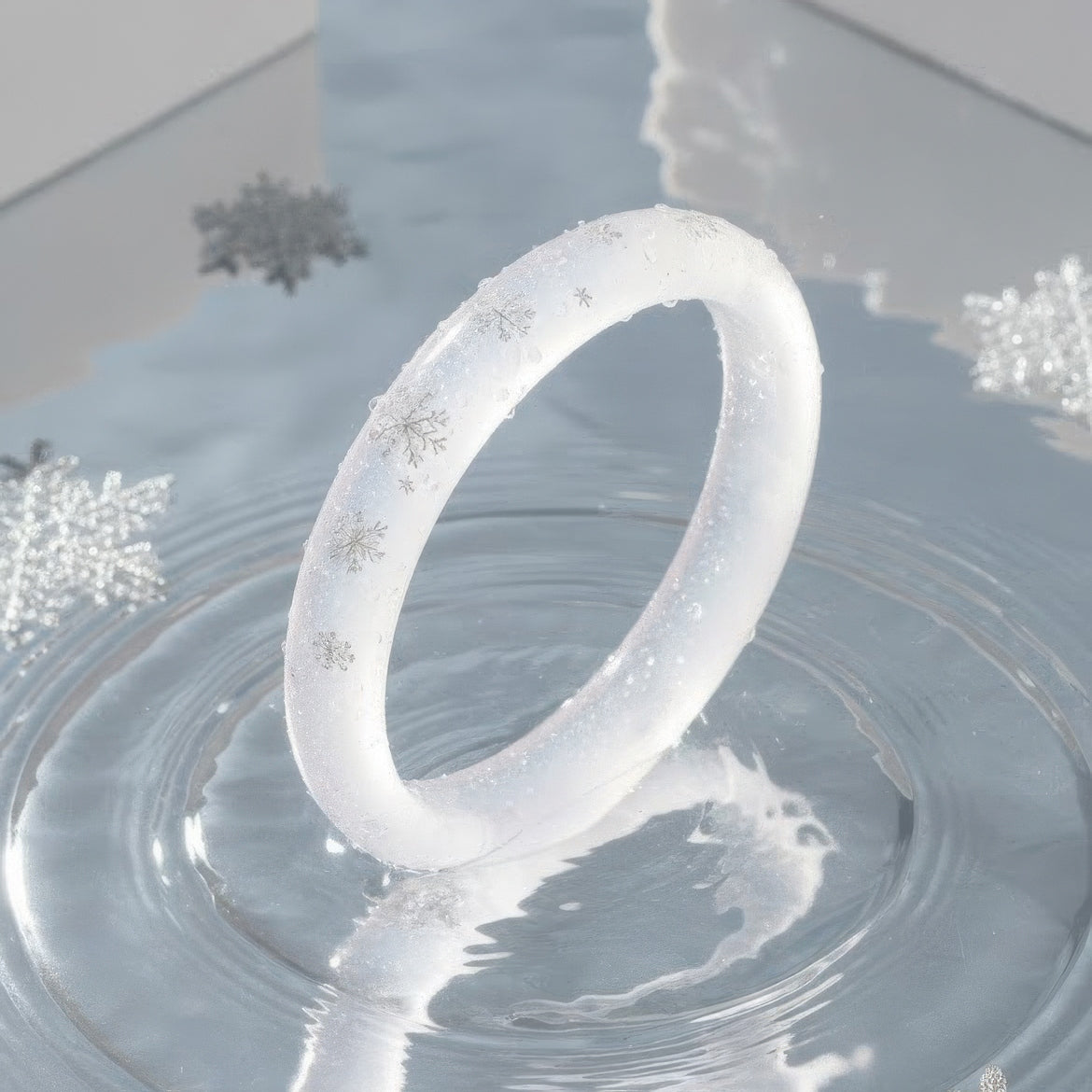 Butterfly Snowflake White Moonlight Chalcedony Bangle