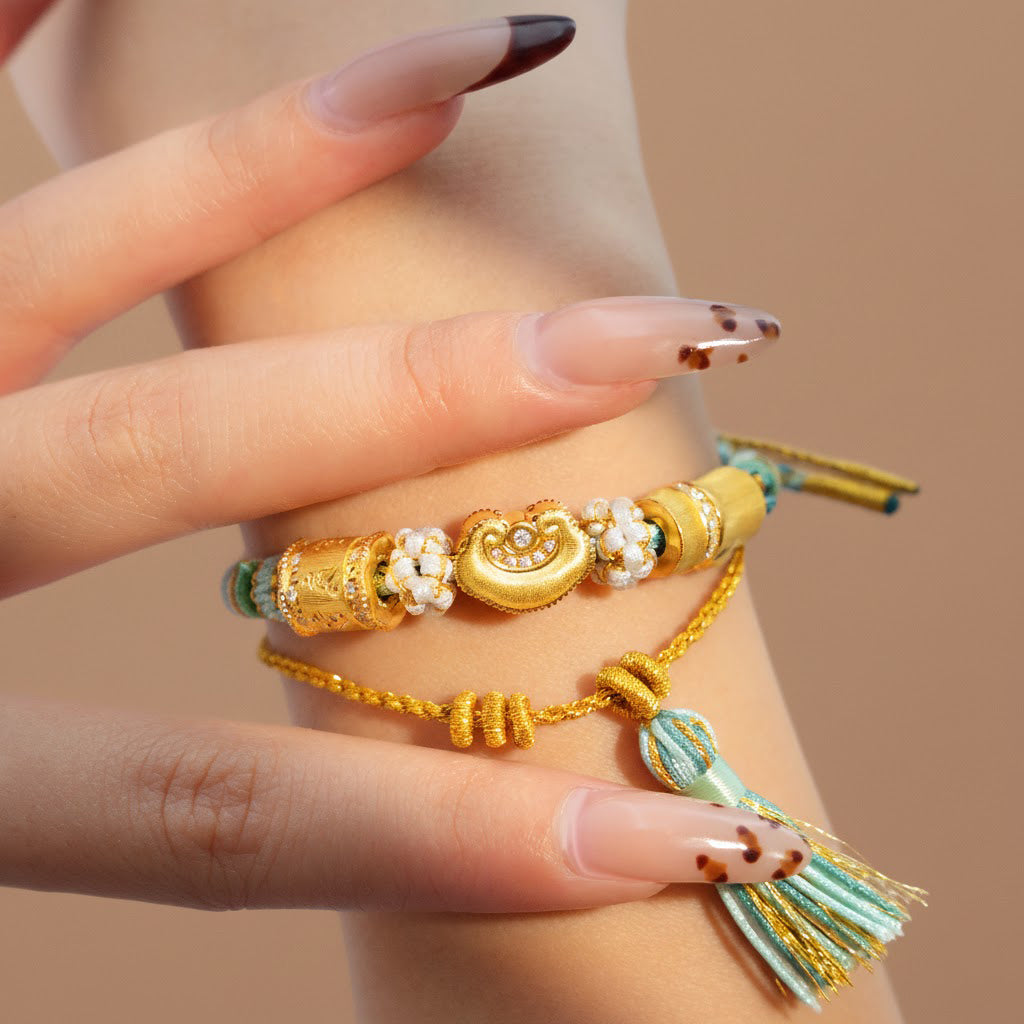 Chinese Cultural Relics Series 24K Gold Diamond Blessing Charm