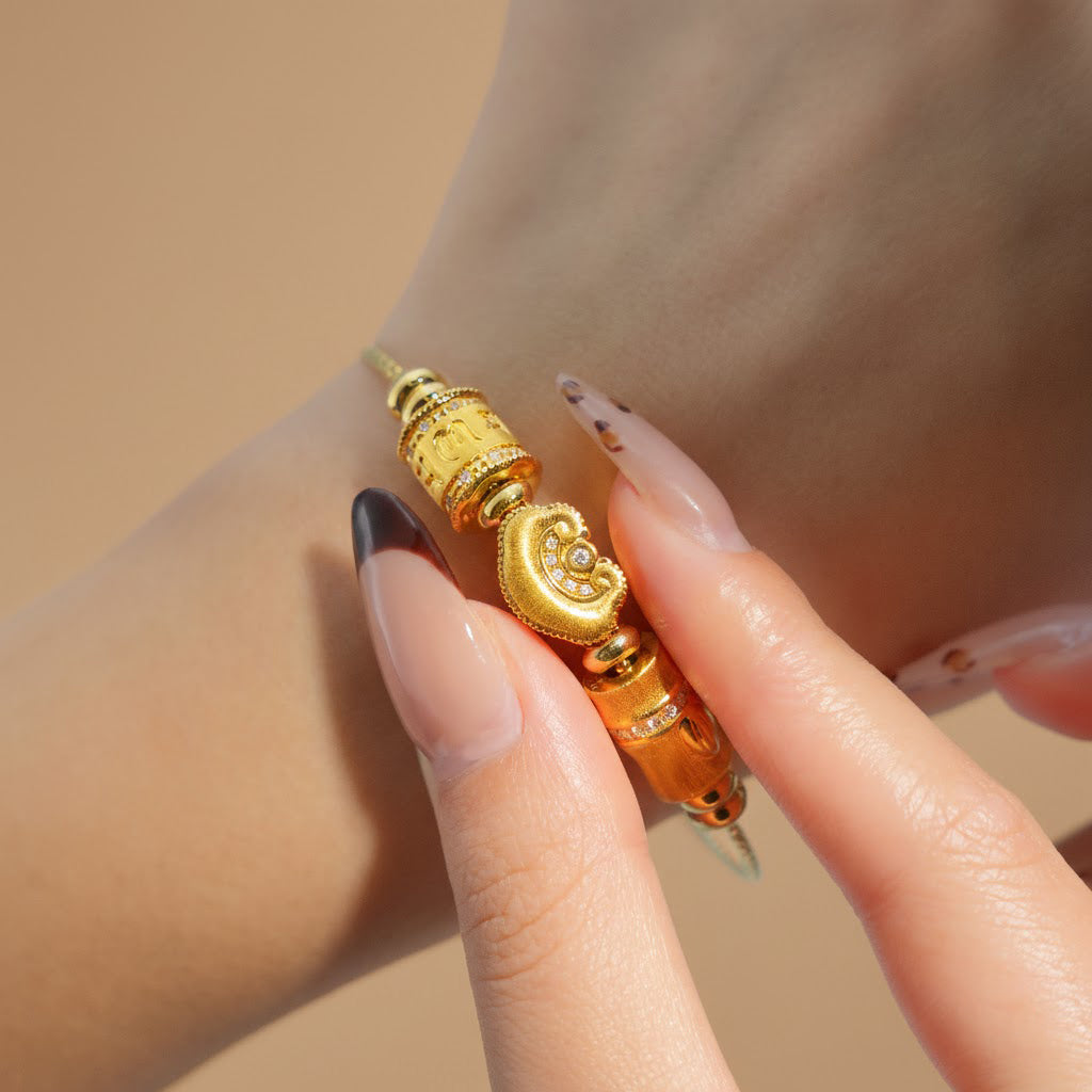 Chinese Cultural Relics Series 24K Gold Diamond Blessing Charm