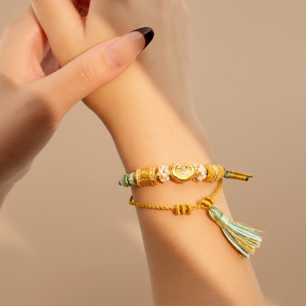 Chinese Cultural Relics Series 24K Gold Diamond Blessing Charm