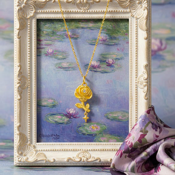 [Pre-sale] Monet Garden Series 18K Gold Diamond Star Rose Pendant