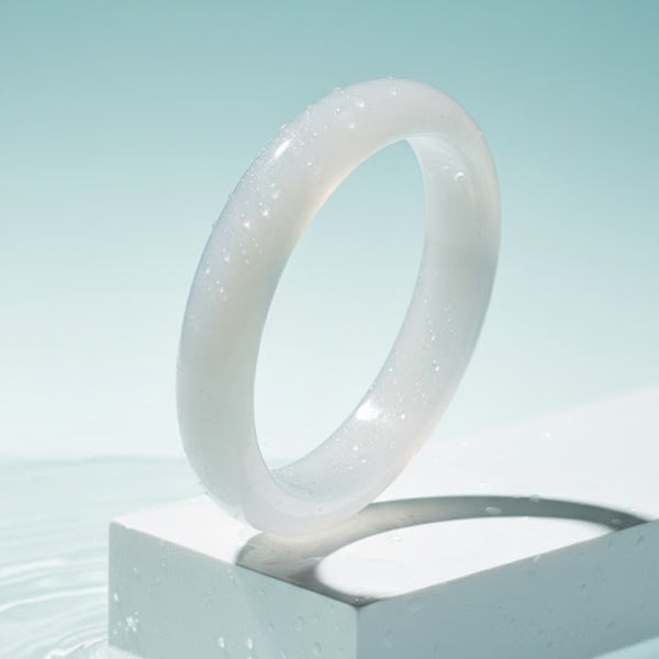 White Moonlight White Chalcedony Jade Bangle