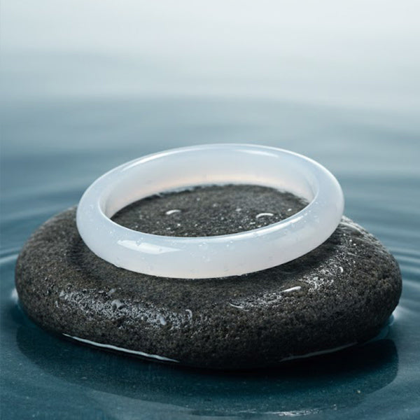 White Moonlight White Chalcedony Jade Bangle