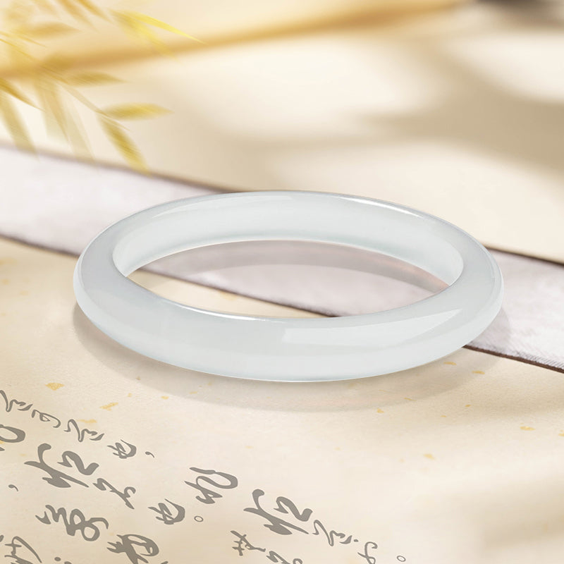 White Moonlight White Chalcedony Jade Bangle