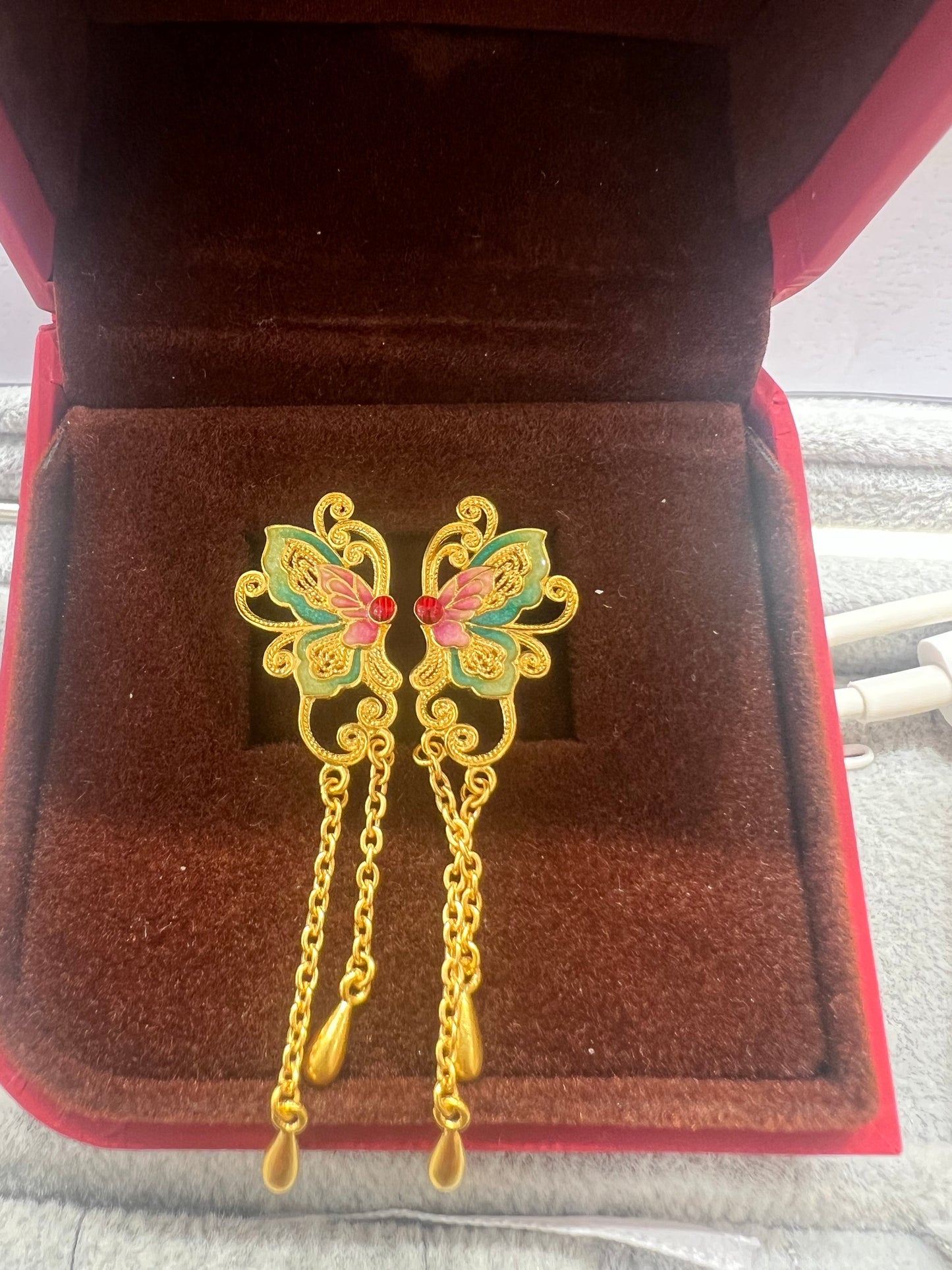 enamel vividly butterfly earring(7.13g)