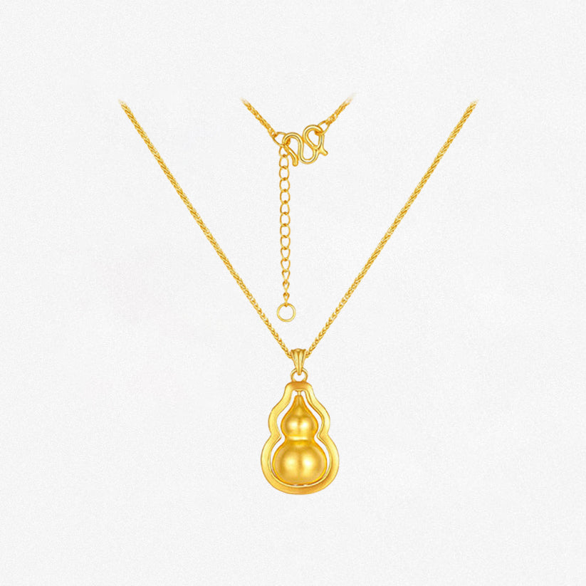 24K Gold Diamond Auspicious Gourd Necklace